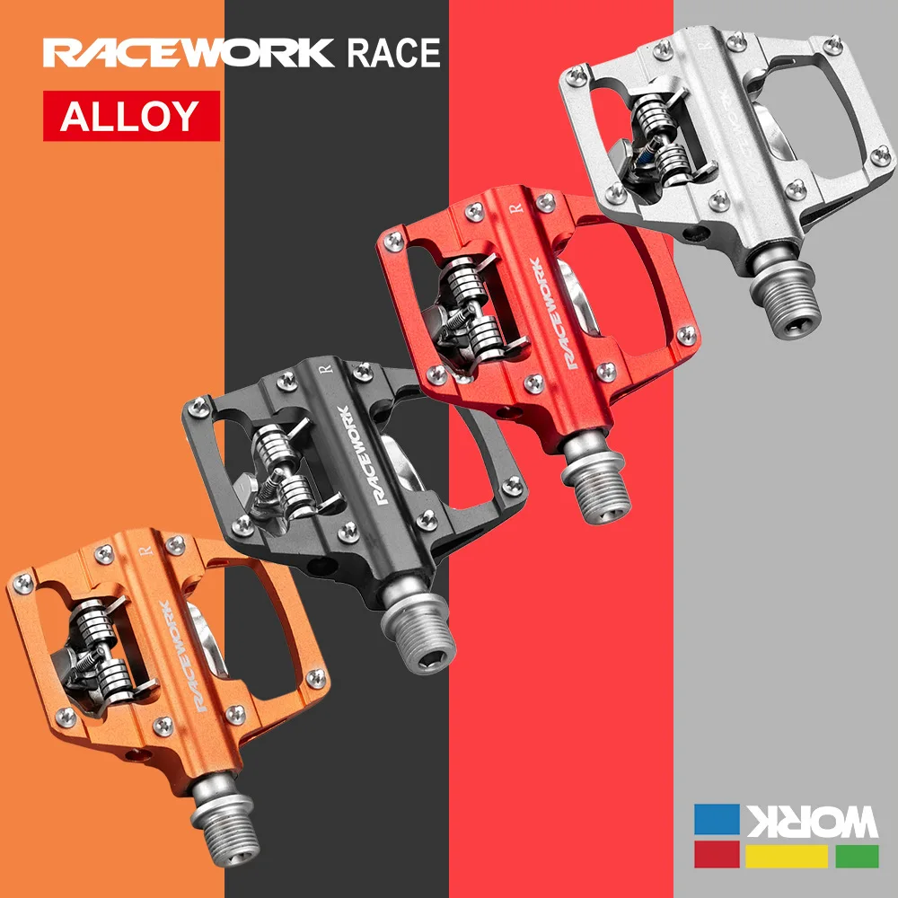 Pedal Platform Flat - RACEWORK MTB Clipless Pedals Self-locking CNC