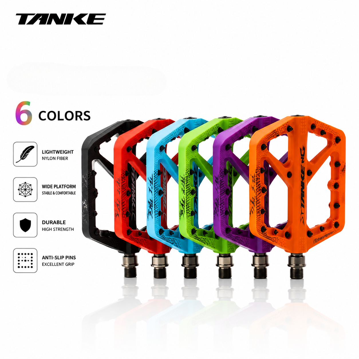 TANKE MTB Bike Pedals Nylon Fi - Pedal Platform Flat 评论和价格
